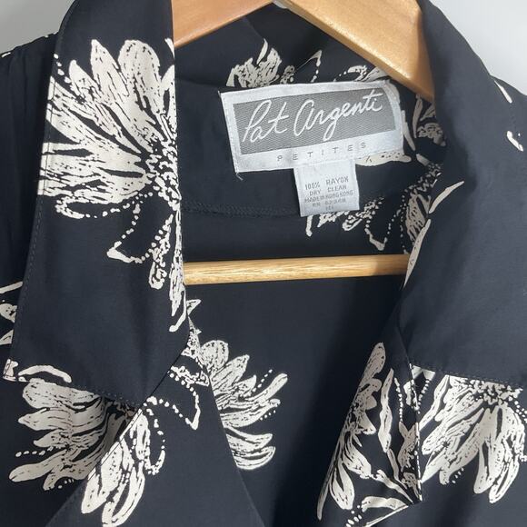 Vintage PAT ARGENTI Floral Black Long Sleeve Dress New with Tag Hawaiian Aloha - Picture 5 of 13
